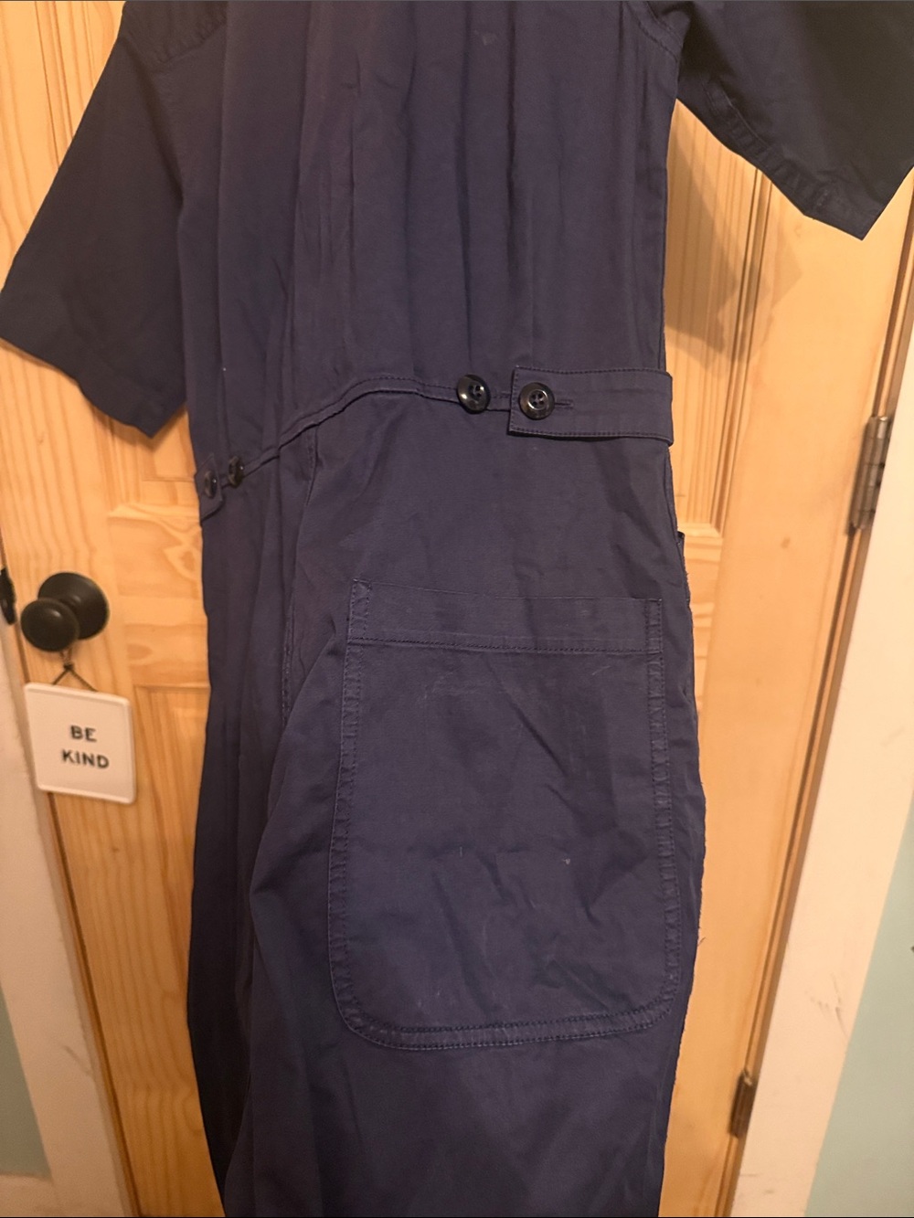 Alex Mill Navy Short-Sleeve Utility Jumpsuit - Picture 4 of 4